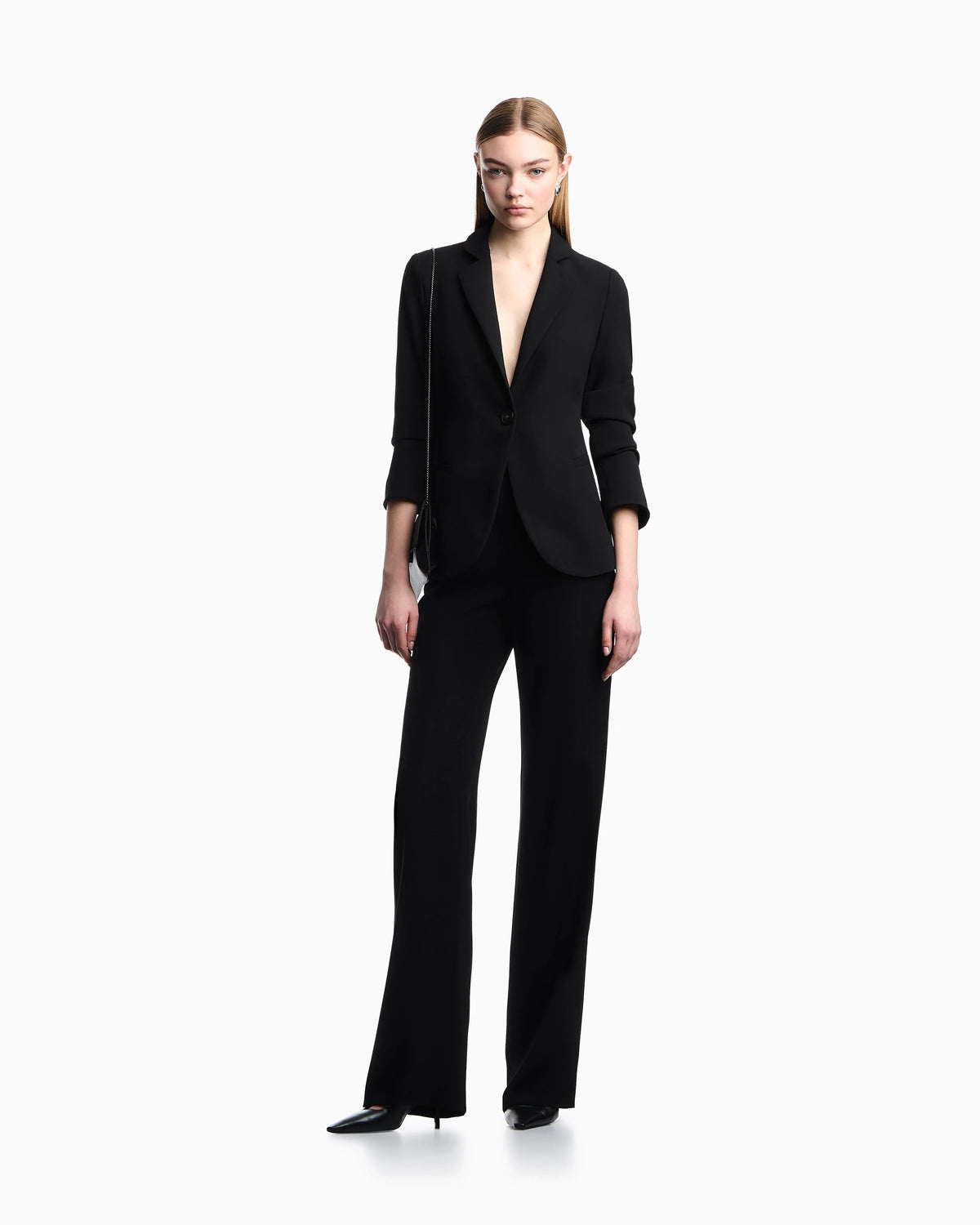 Wool single-breasted jacket in grain de poudre Essential
