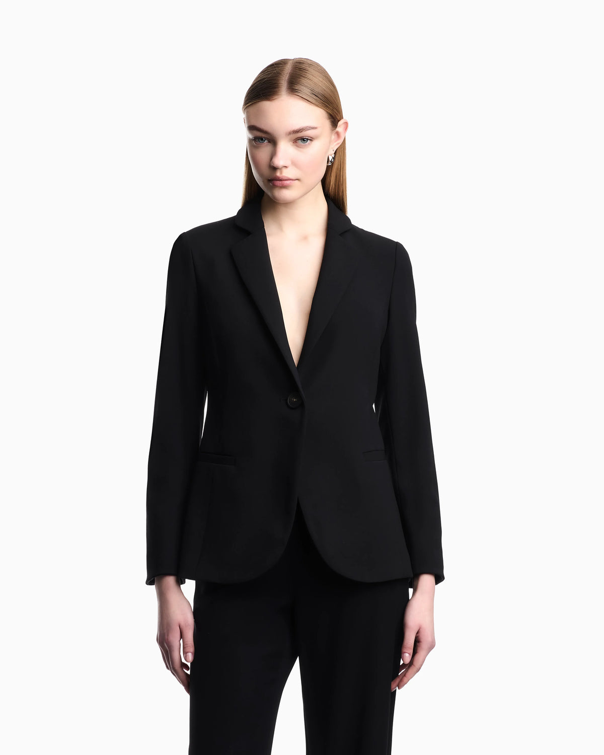 Wool single-breasted jacket in grain de poudre Essential