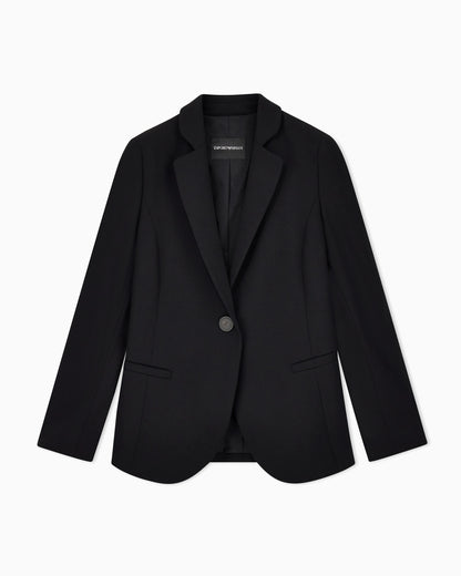 Wool single-breasted jacket in grain de poudre Essential