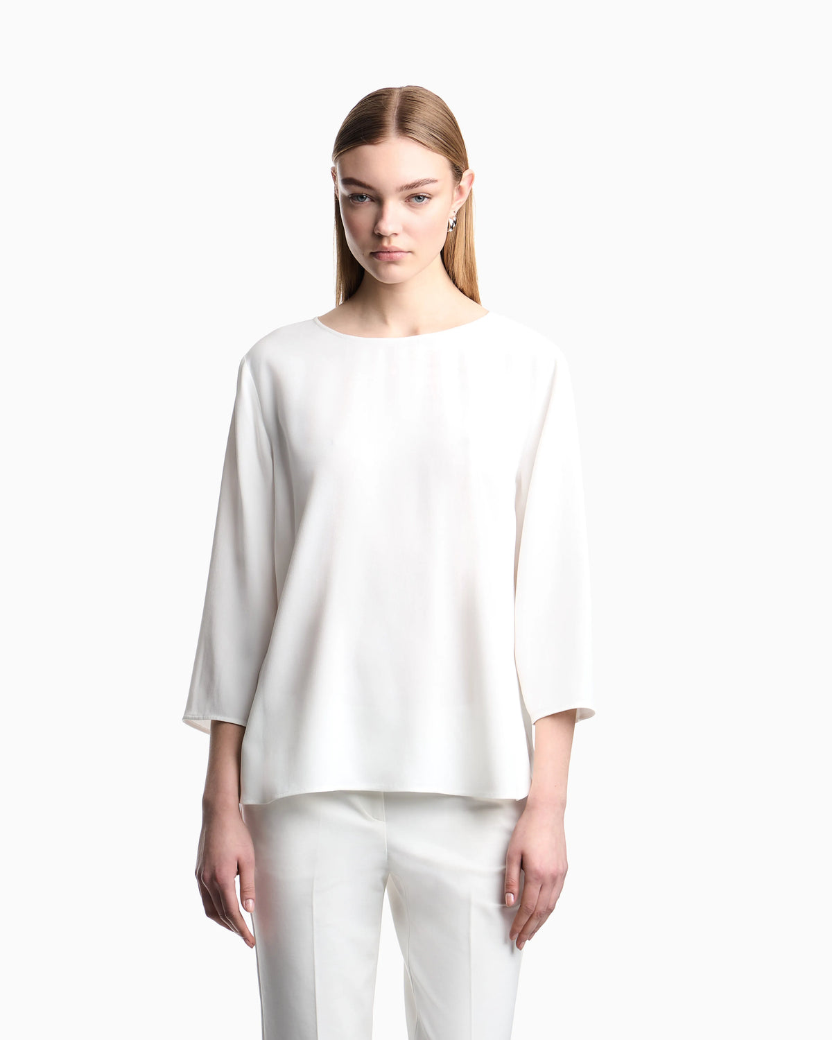 Envers satin blouse with 3/4 sleeves and zip Essential