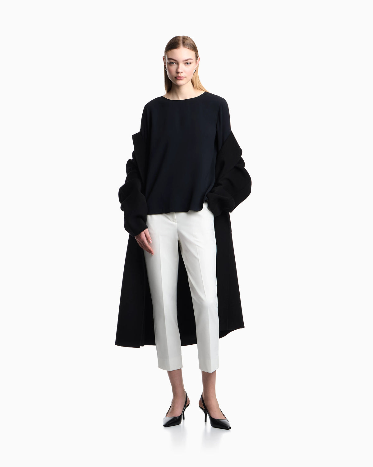 Envers satin blouse with 3/4 sleeves and zip Essential
