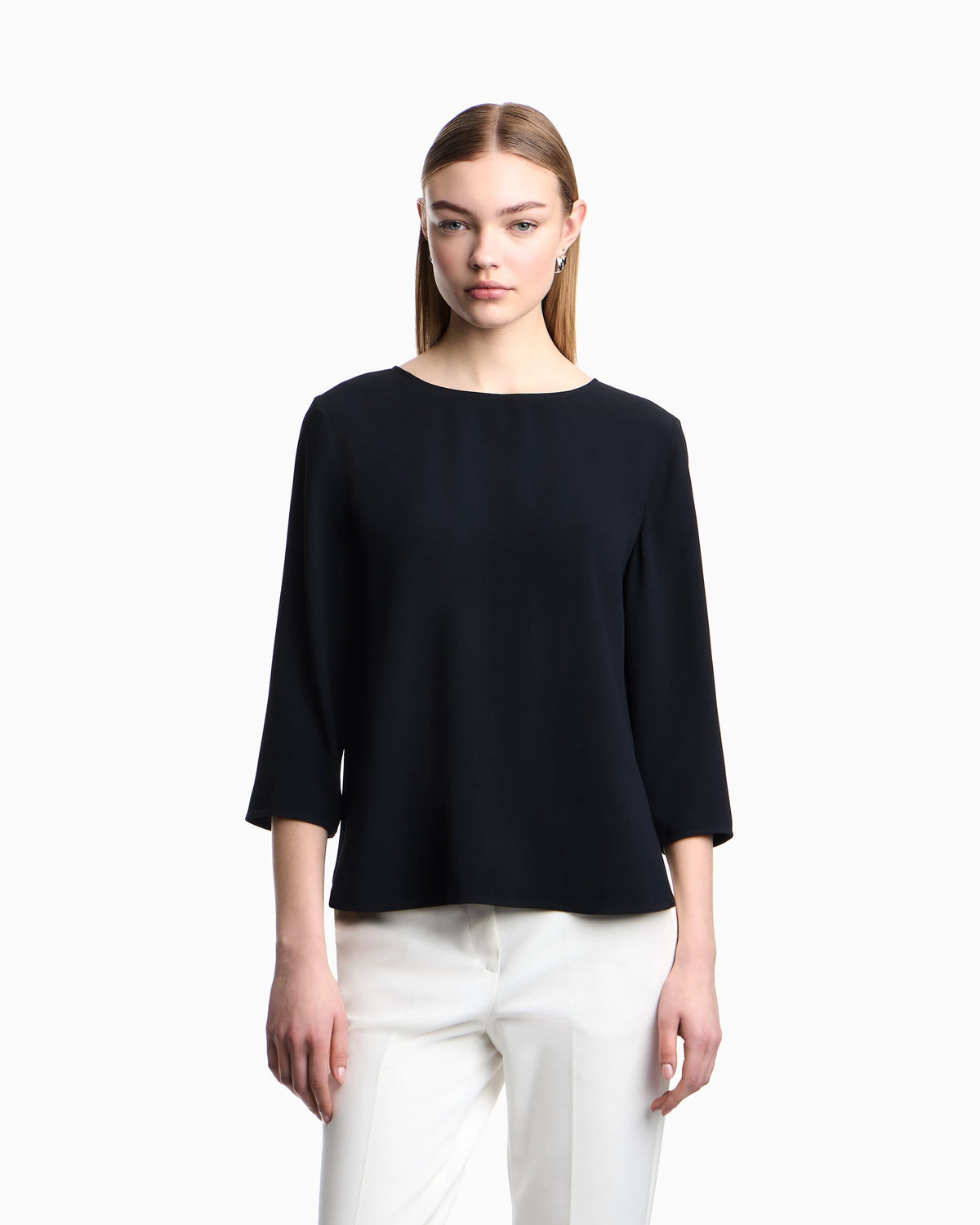 Envers satin blouse with 3/4 sleeves and zip Essential