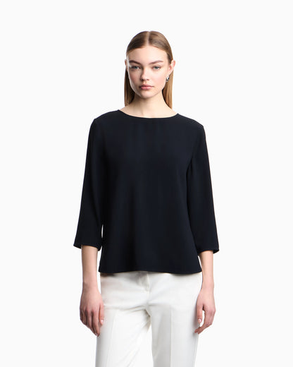Envers satin blouse with 3/4 sleeves and zip Essential
