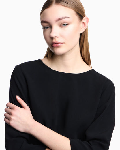 Envers satin blouse with 3/4 sleeves and zip Essential