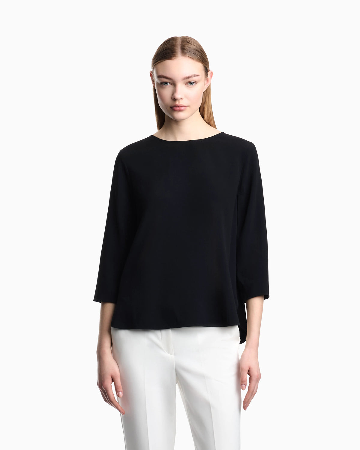 Envers satin blouse with 3/4 sleeves and zip Essential