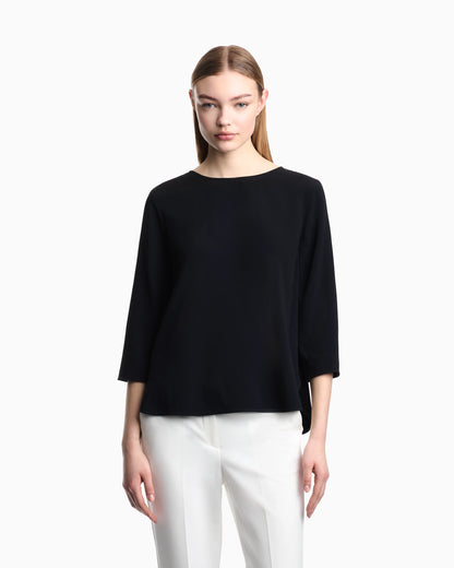 Envers satin blouse with 3/4 sleeves and zip Essential