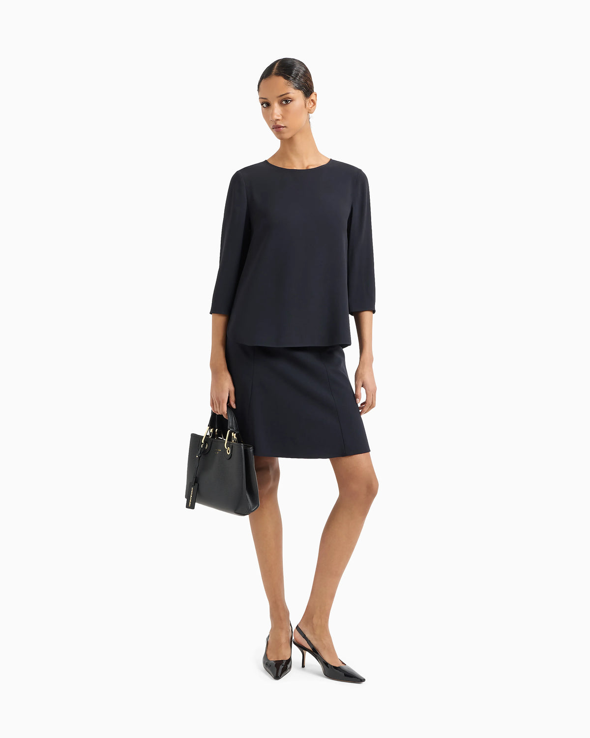 Wool pleated skirt in stretch grain de poudre Essential