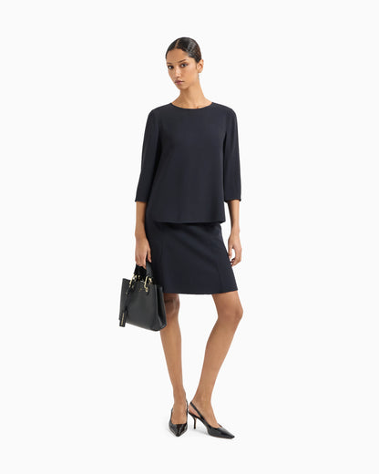 Wool pleated skirt in stretch grain de poudre Essential