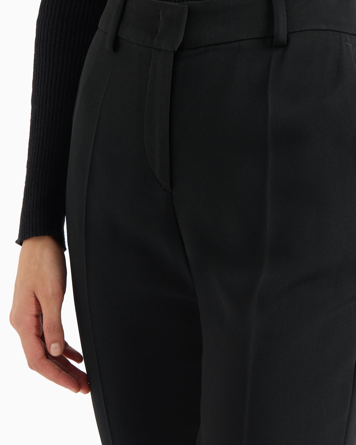 Cady crêpe trousers with belt loops and rib