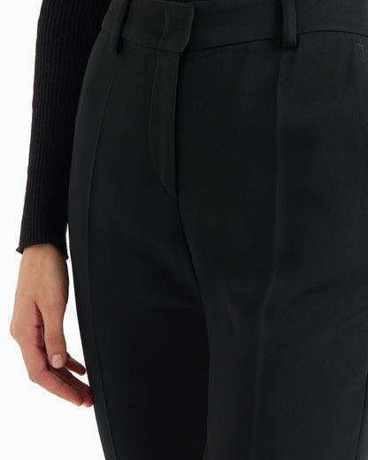 Cady crêpe trousers with belt loops and rib