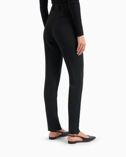 Cady crêpe trousers with belt loops and rib