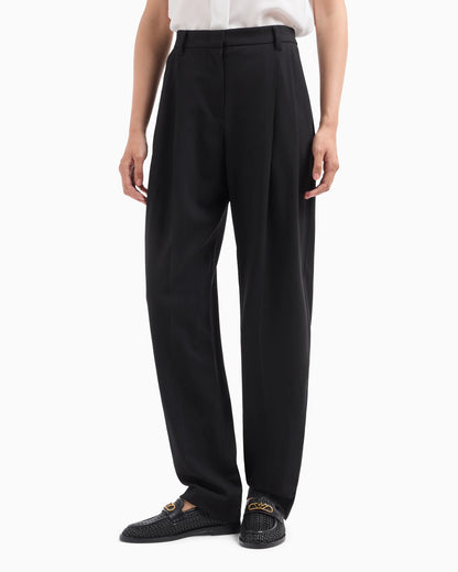 Trousers with pleats and a high waist in wool Essential
