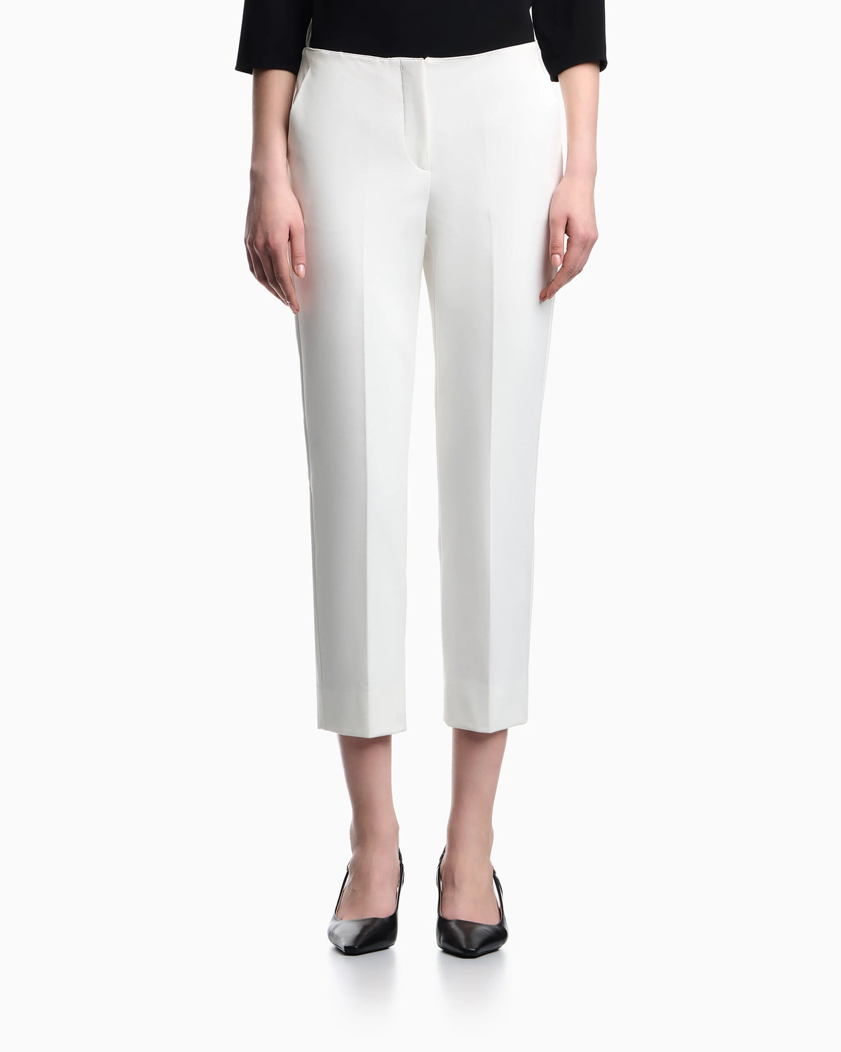 High-waisted trousers in stretch cotton gabardine Essential