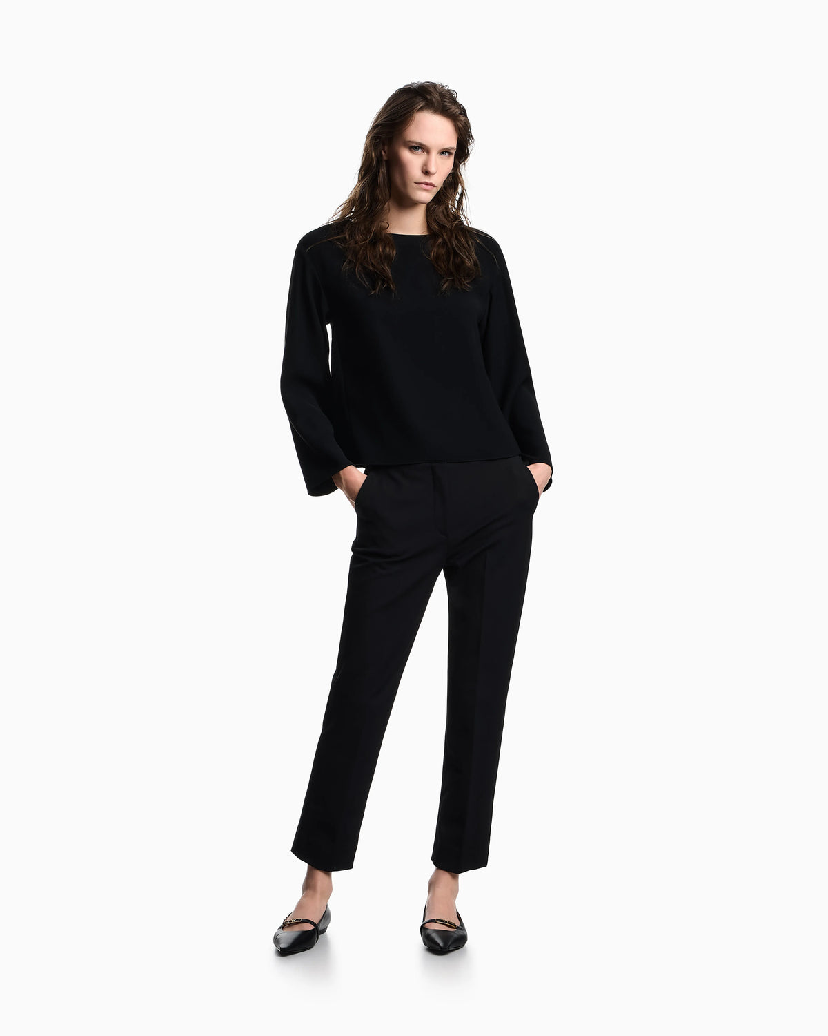 High-waisted trousers in stretch cotton gabardine Essential