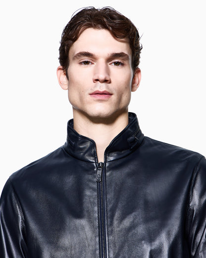 Nappa leather blouson with zip