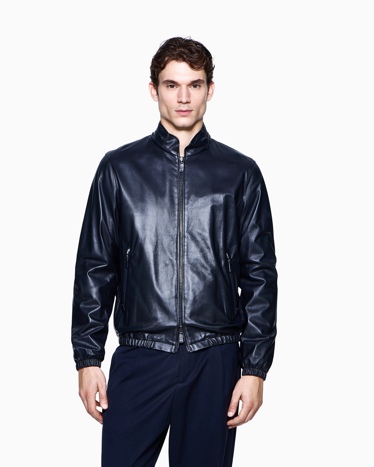 Nappa leather blouson with zip