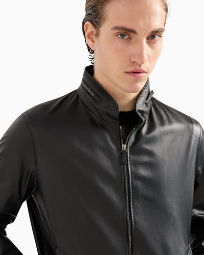 Nappa leather blouson with zip