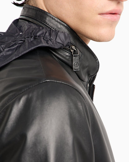 Nappa leather blouson with zip