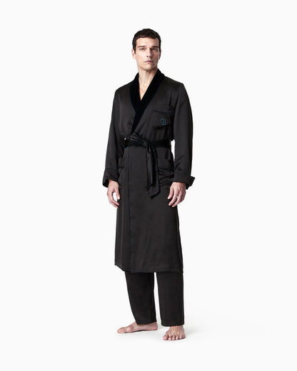 Monogrammed silk dressing gown