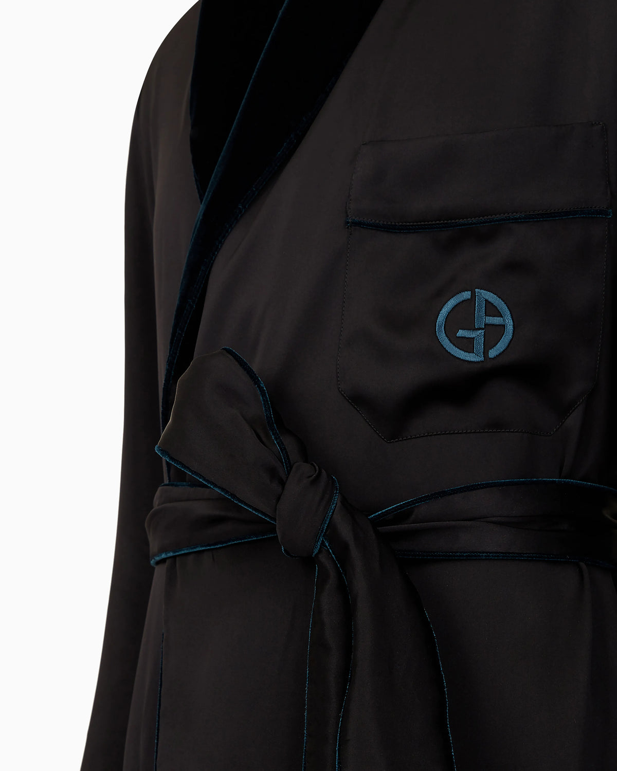 Monogrammed silk dressing gown
