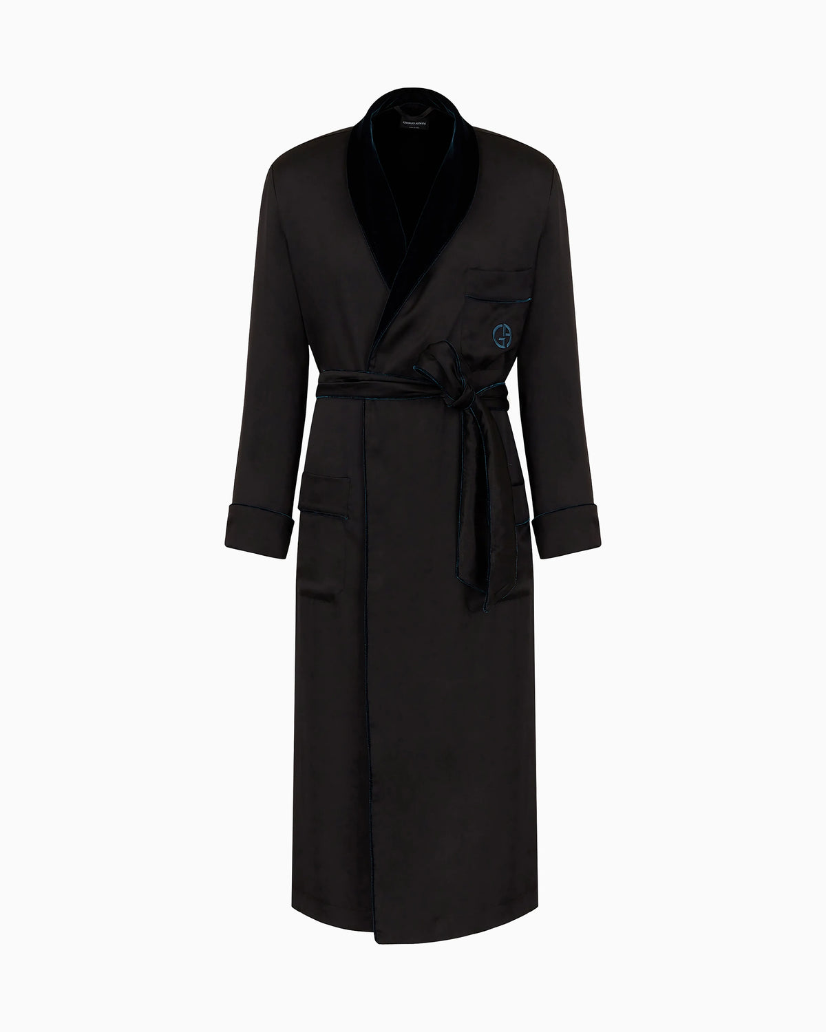 Monogrammed silk dressing gown