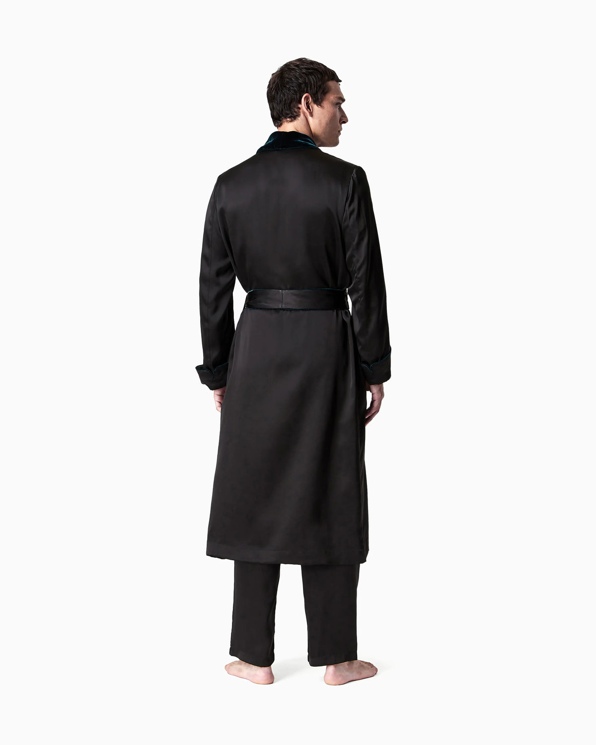 Monogrammed silk dressing gown