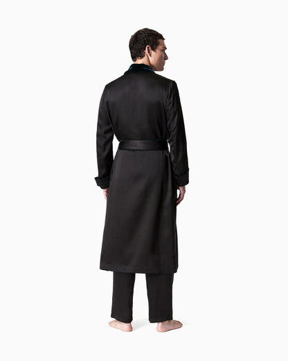 Monogrammed silk dressing gown