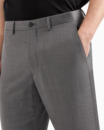 Flat-front trousers in wool and cashmere gabardine