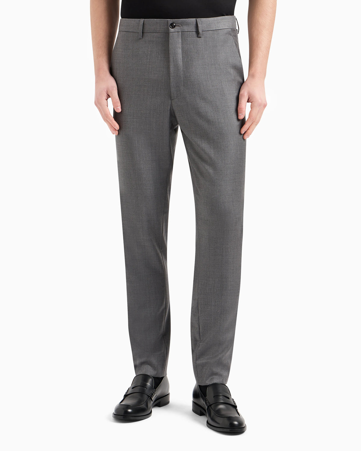 Flat-front trousers in wool and cashmere gabardine
