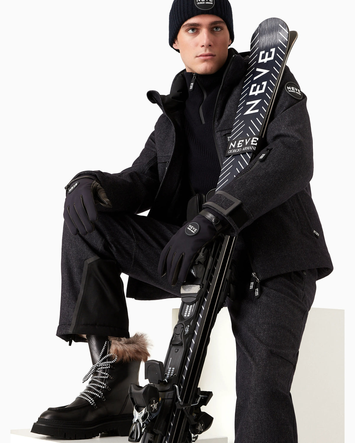 Insulated water-repellent wool ski jacket from