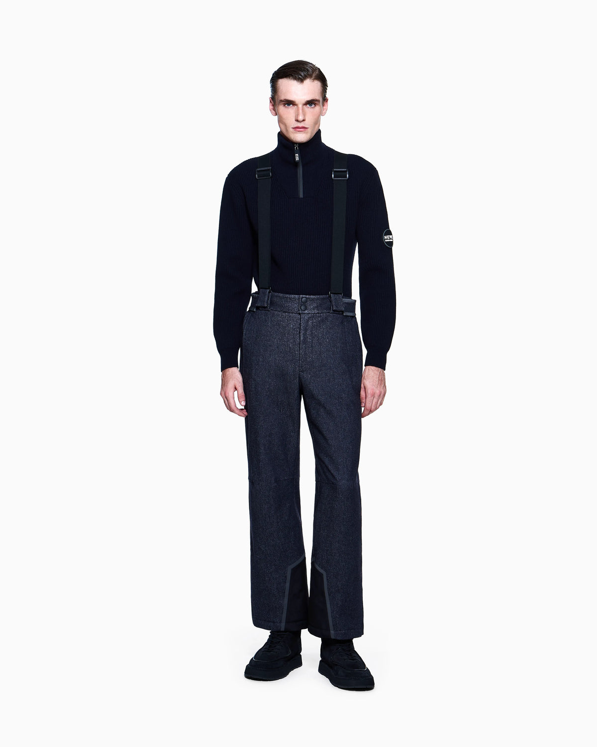 Wool insulated salopettes with denim effect