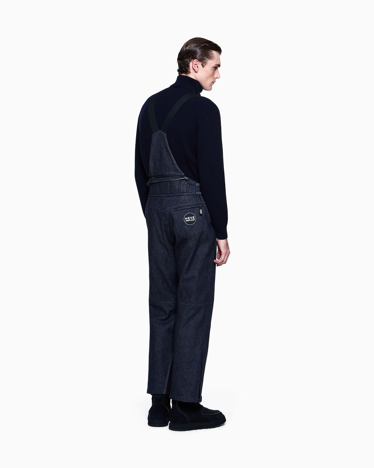 Wool insulated salopettes with denim effect