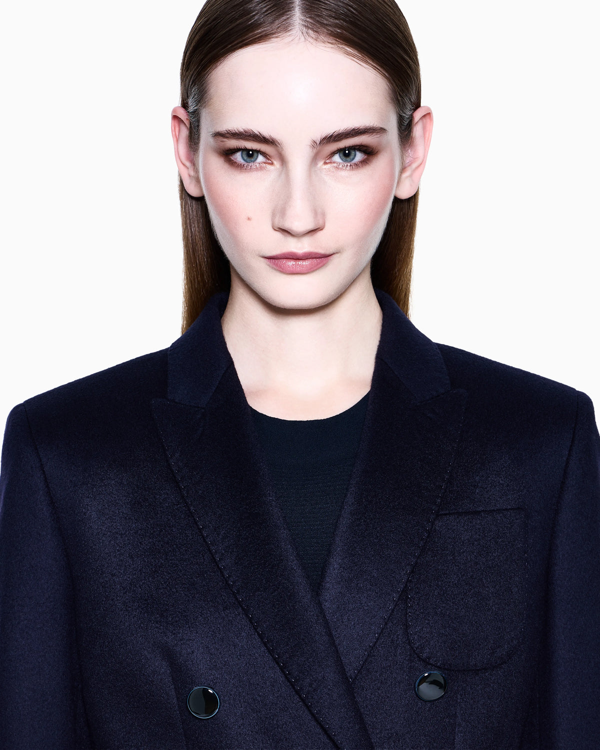 Double-breasted jacket in virgin wool and cashmere