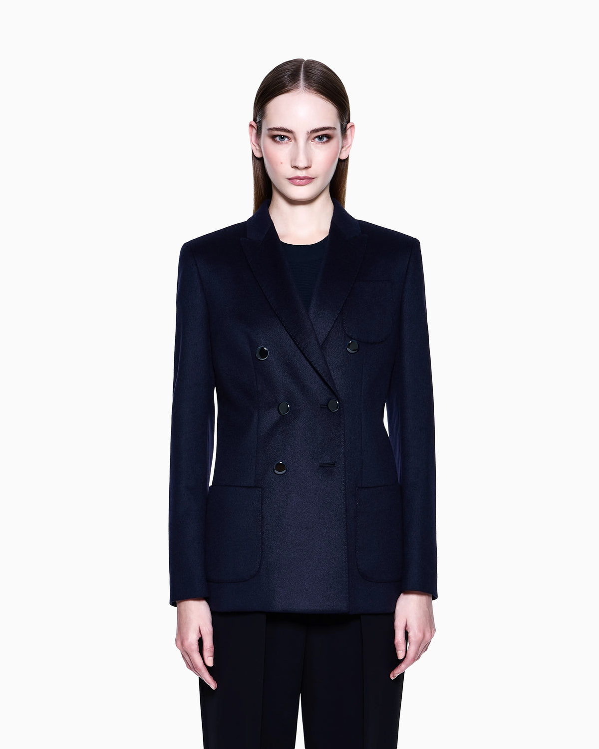 Double-breasted jacket in virgin wool and cashmere