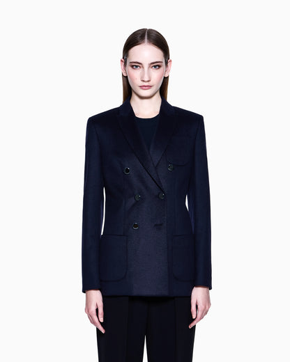 Double-breasted jacket in virgin wool and cashmere