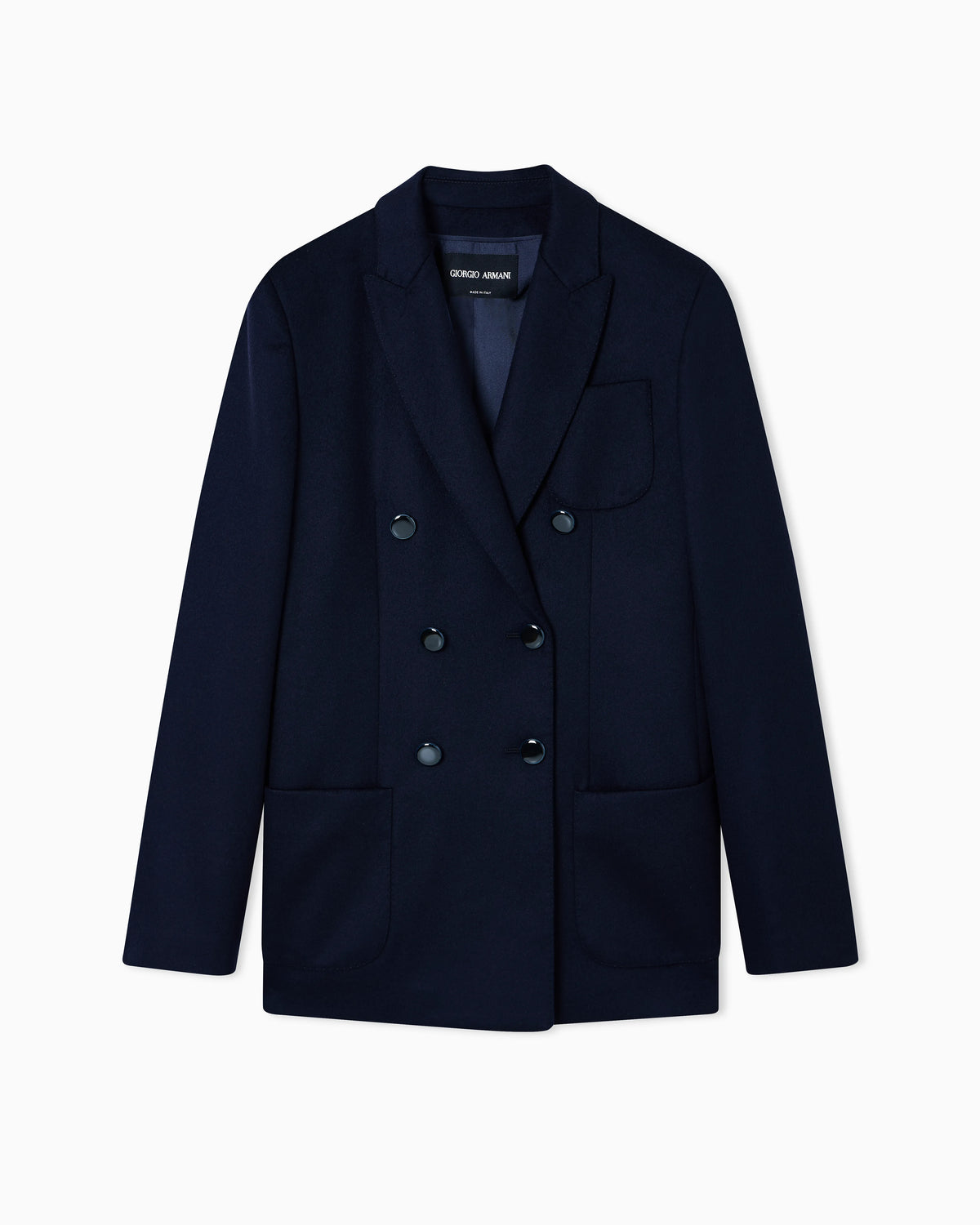 Double-breasted jacket in virgin wool and cashmere