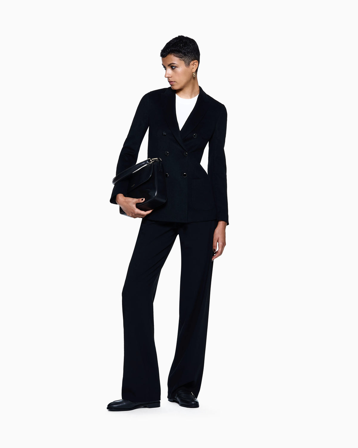 Double-breasted jacket in virgin wool and cashmere