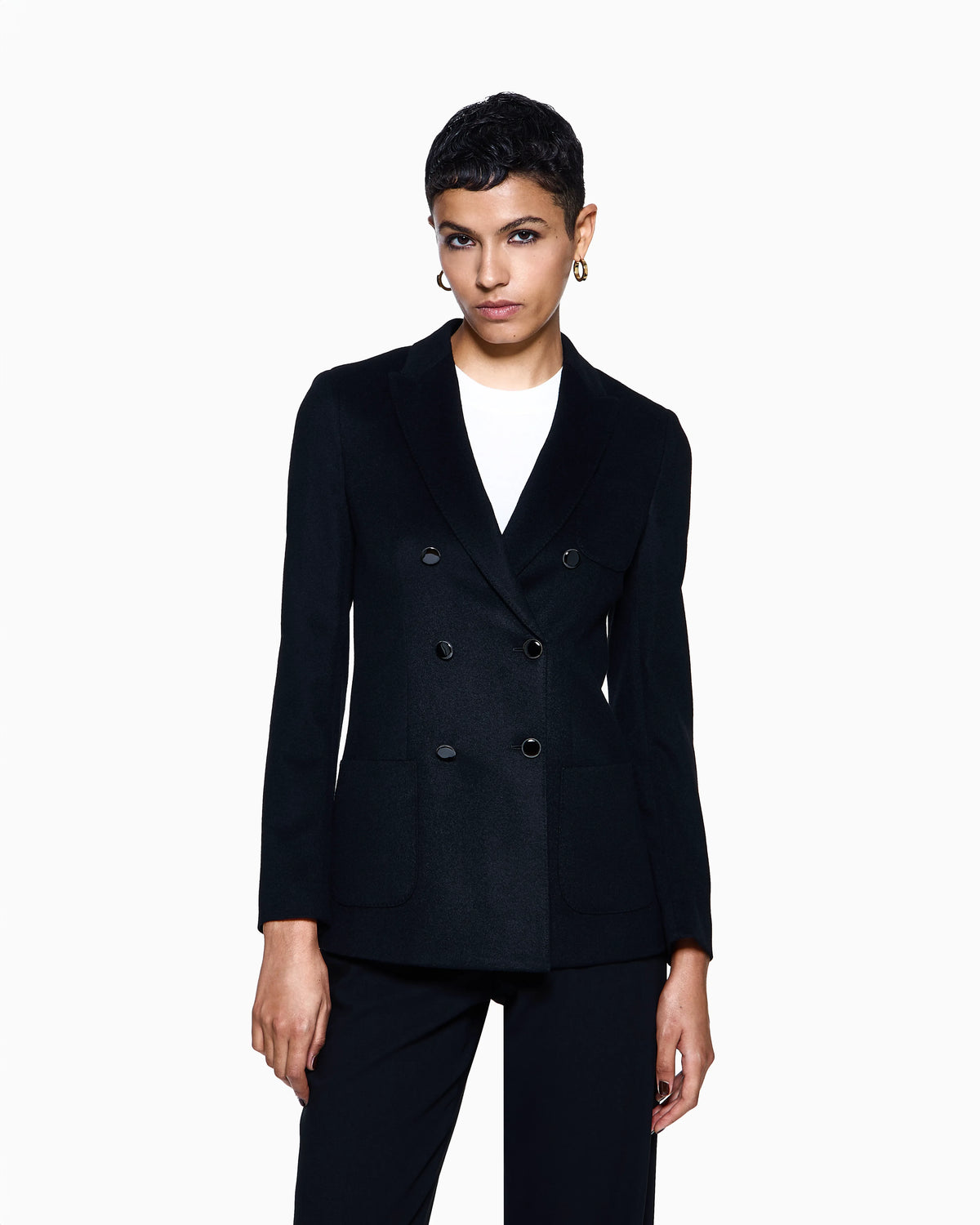 Double-breasted jacket in virgin wool and cashmere