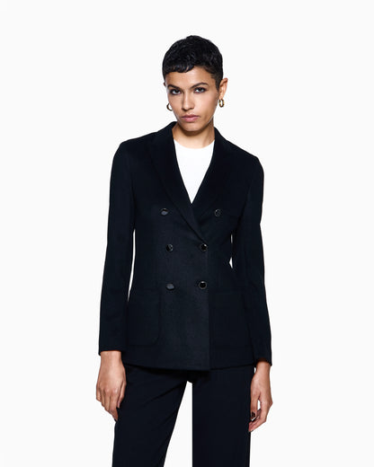 Double-breasted jacket in virgin wool and cashmere