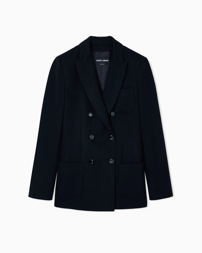 Double-breasted jacket in virgin wool and cashmere