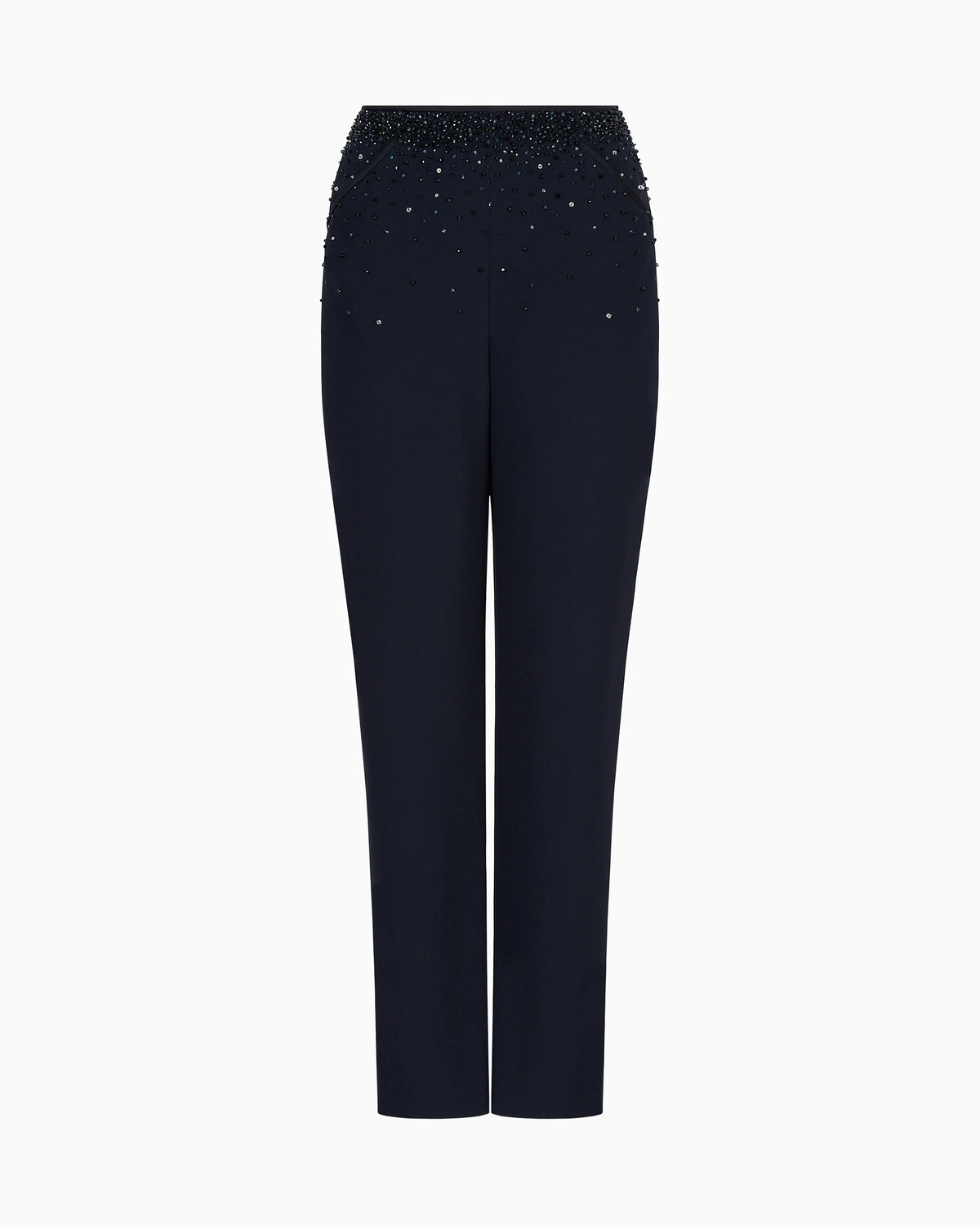 Embroidered cady straight trousers
