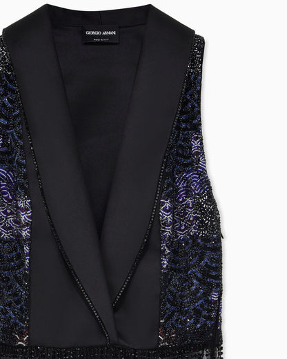 Dress with lapels and embroidered skirt