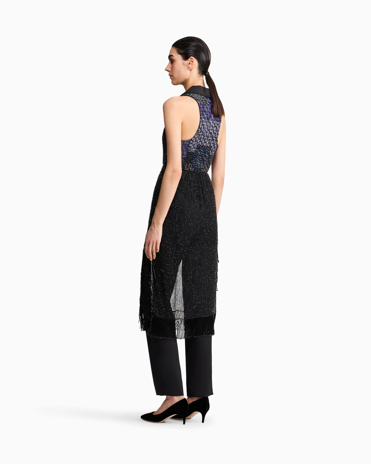 Dress with lapels and embroidered skirt