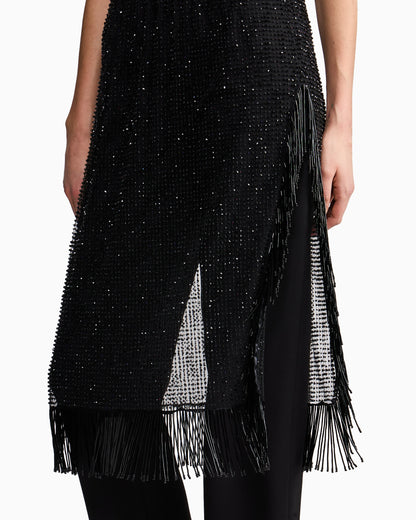 Dress with lapels and embroidered skirt
