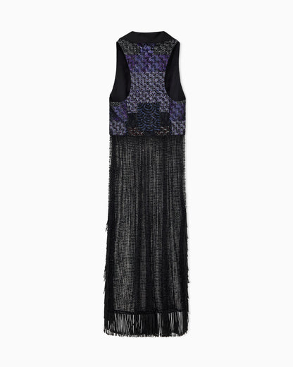 Dress with lapels and embroidered skirt