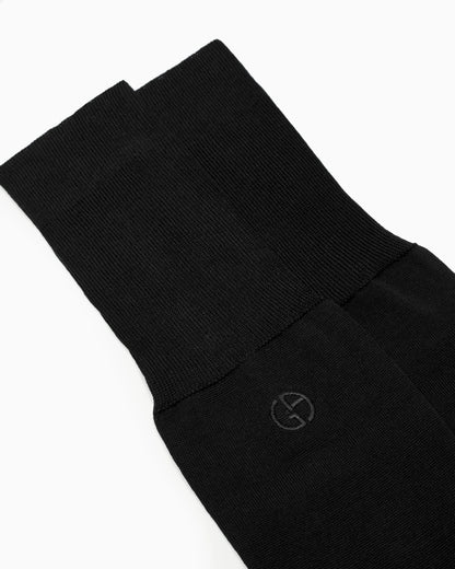 Lisle long socks with embroidered logo