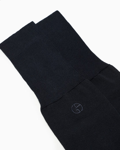 Lisle long socks with embroidered logo