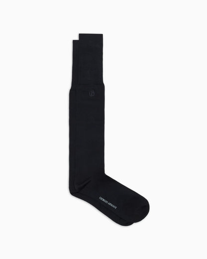 Lisle long socks with embroidered logo