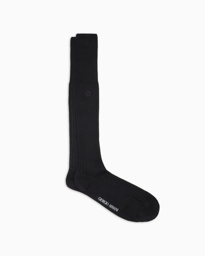 Logo socks in a long ribbed style with embroidery