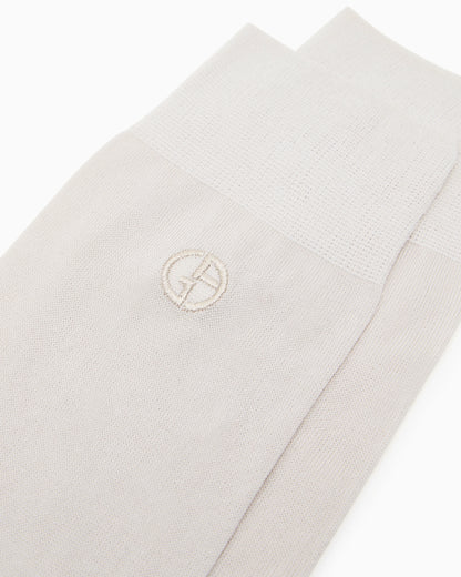 Ribbed cotton socks with embroidered logo